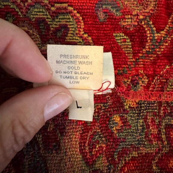 Habitat Red Paisley Print Tapestry Collarless Jacket, Arty Coat,  Size Large - Picture 6 of 8